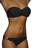 Imilan Twist Bandeau Bikini Set Swimwear Swimsuit for Women