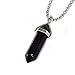 BRCbeads Gemstone Necklace, Black Obsidian Pendant Crystal Hexagonal Healping Point Reki Chakra Unisex Stainless Steel Chain 20''