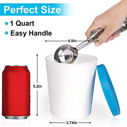 Ice Cream Containers, 1 Quart Freezer Containers Reusable BPA Free Ice
