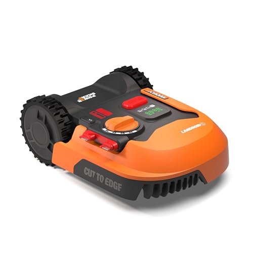 WORX WR169E Robotic Lawnmower with Boundary Cable up to 300 m², AIA Navigation, App Control, Wi-Fi, Orange-Black