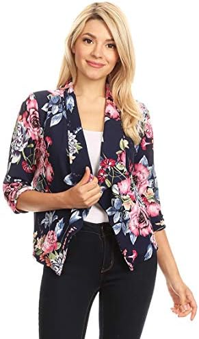 Women's Solid & Printed Open Blazer Cardigan Jacket/Made in USA