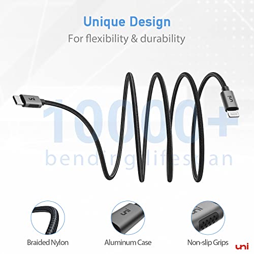 uni USBC to Lightning Cable (6FT MFiCertified), Braided Nylon