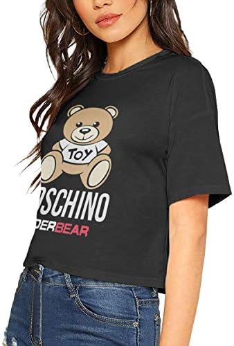 Moschino UnderBEAR Sexy Exposed Navel Female T-Shirt Bare Midriff Crop Top T Shirts