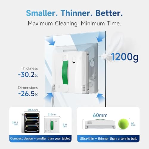 Fmart W8 Mini Robo limpa vidro, 8000Pa, Ultrafino, Spray ultrassônico 4 vias, limpeza de bordas, Rota Inteligente, segurança em 9 níveis, Controle por App e Controle Remoto.