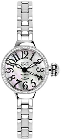 Glam Rock Women's MBD27172 Miami Beach Art Deco Silver/White Mother of Pearl Crystal Watch