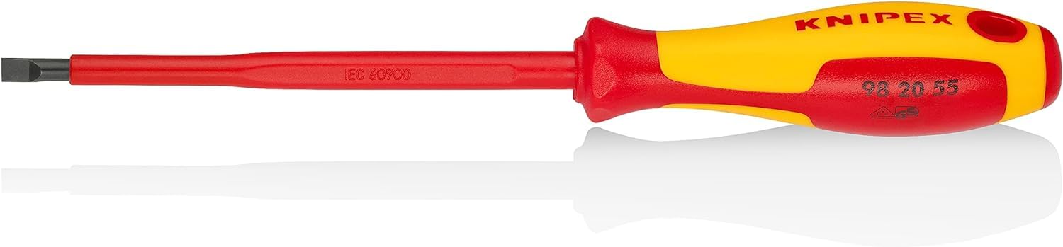 KNIPEX Screwdrivers for Slotted Screws Insulating Multi-Component Handle, VDE-Tested 232 mm, 98 20 55