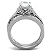Lanyjewelry His Hers Couples Ring Set Womens Round CZ Stainless Steel Wedding Ring Set Mens Matching Band