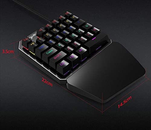SeSDY Teclado para Juegos Teclado de una Mano Teclado mecnico de Eje Verde Teclado USB con Cable de 35 Teclas con conexin de Cable y sin conflictos Adecuado para Todo Tipo de Juegos