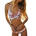 Amiley Summer Push-up Padded Bra Swimsuit Bathing Sexy Women Floral two piece Bikini Set Swimwear (M, White)