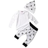 Baby Boys Girls 3PCS Outfit Long Sleeve T-shirt and Pants Outfit with a Hat