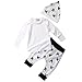 Baby Boys Girls 3PCS Outfit Long Sleeve T-shirt and Pants Outfit with a Hat