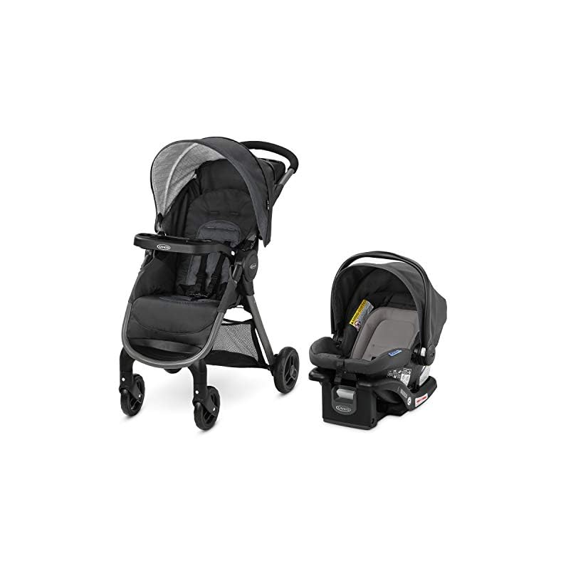 Graco FastAction SE Travel System | Includes Quick Folding Stroller and SnugRide 35 Lite Infant Car Seat, Redmond