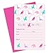 Girls Dinosaur Birthday Party Invitations (15 Pack) with Pink Envelopes Kid's Celebrations