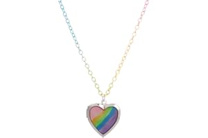 Heart Pendant Necklace for Kids - Colorful Rainbow Chain, Ideal for Birthday, Party, School Events, and Daily Wear