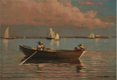 'Winslow Homer,Gloucester Harbor,1873' Oil Painting, 30x44 Inch / 76x111 Cm ,printed On Polyster Canvas ,this Reproductions Art Decorative Prints On Canvas Is Perfectly Suitalbe For Living Room Gallery Art And Home Artwork And Gifts