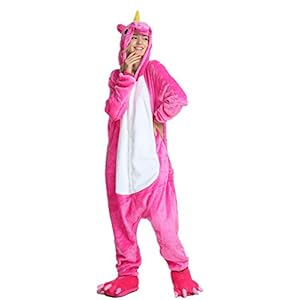 KiKa Monkey Flanela Unicornio Cartoon Animal Novedad Navidad Pijama Cosplay (S, Rosa)