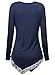 DJT Women's Long Sleeve Boat Neck Lace Hem Hankerchief Tunic Shirts Medium Navy