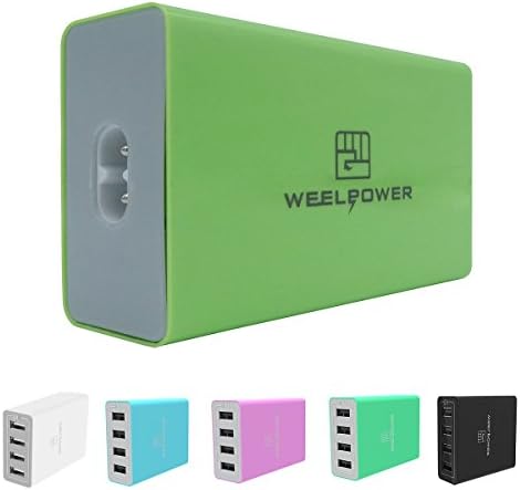 Weelpower 25W 5A 4 Port USB Wall Travel Charger Desktop Charging Station with iSmart Charging Technology(Green)