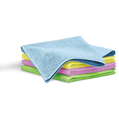 Blaumann Lot de 4 chiffons de cuisine en microfibre pour séchage, super absorbants, taille XXL 40 x 38,5 cm, serviettes de nettoyage, cuisine, voiture, verre, salle de bain, réutilisables, Multicolore
