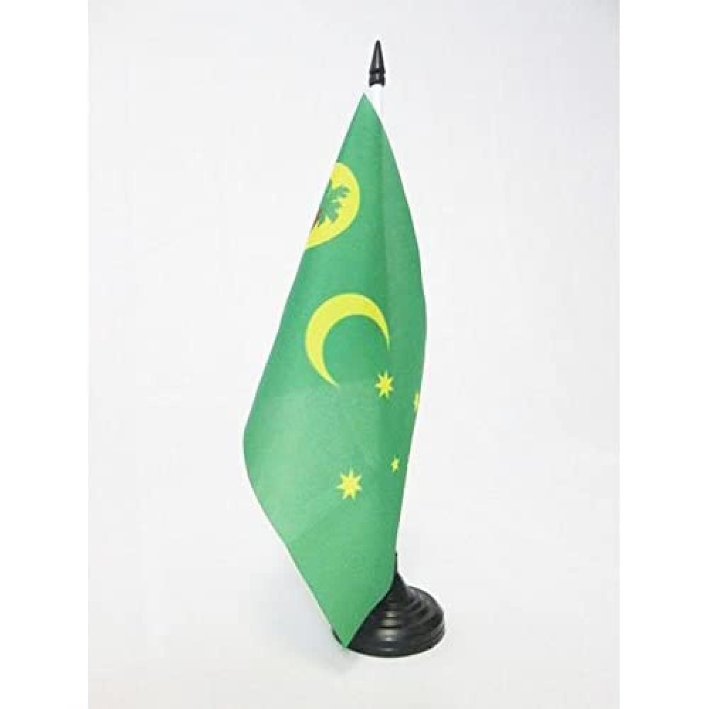 AZ FLAG Cocos Keeling Islands Table Flag 5'' x 8'' - Cocos Office Decoration 100% Polyester 21 x 14 cm - Mini Desk Flag with Pole and Black Plastic Base