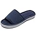 Women's Comfort Memory Foam Cotton House Slippers Spa Shoes w/Fleece Lining & Anti-Skid Rubber Sole (Medium / 7-8 B(M) US, Navy Blue)