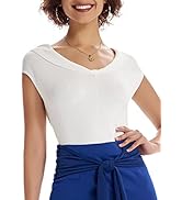 GRACE KARIN Women's Short Sleeve Retro Tops V Neck Knit Slim Fit Vintage Blouses Plain Soft Cozy ...