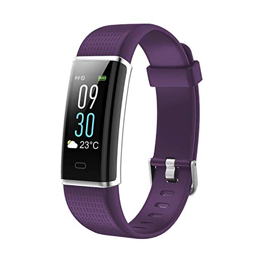FitTech Fitness Tracker, Heart Rate & Sleep Monitor, Sports Watch, Color Screen, Waterproof, Step Counter, Calorie Counter, Pedometer, Smart Watch, Call & Message Bluetooth Kids Women Men (Purple)