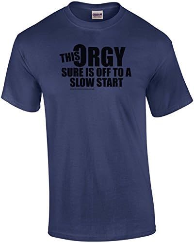 This Orgy Sure is Off to A Slow Start Funny T-Shirt Blue | Amazon.com