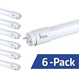 6-Pack of T8 LED Light Tube ComfortVIEW, 4ft, Single Ended Power, Frosted Cover, 16W (43W Eq), Daylight Glow 4000K (Natural Light), 1,600 Lumens, 36,000h, ETL, Energy Star