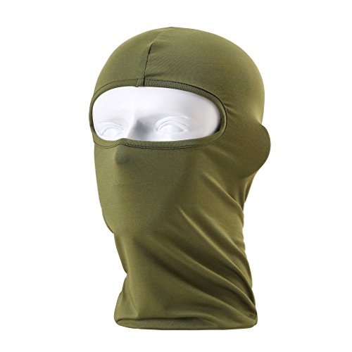 Motorcycle Outdoor Sports Hood Full Balaclava Windproof- Airsoft Riding Face Mask Hat (Armygreen)