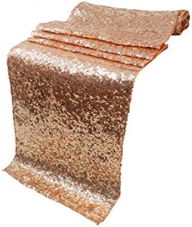 Liva Home Pack Of 6 Wedding 13 x 108 inch Sequin Table Runner Wedding Banquet Decoration (6, ROSE GOLD)
