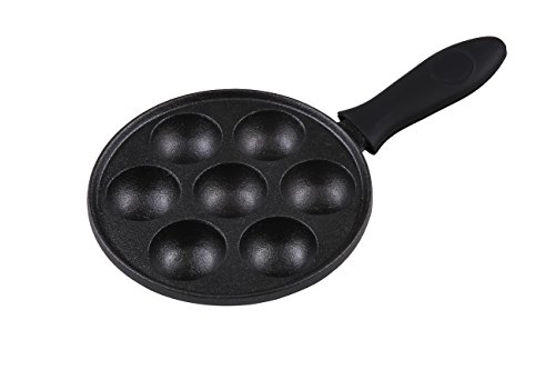 Cast Iron Aebleskiver Pan for Danish Stuffed Pancake Balls by Upstreet (Black)