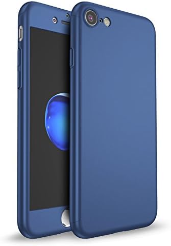 iPhone 7 Case, iLapland 360 Degree All-around Ultra thin Full Body Coverage Slim Fit Case with Tempered Glass Screen Protector for iPhone 7 (Navy Blue)