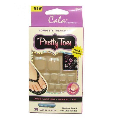 image for Cala Pretty Toes Complete Toenail Kit with Nail Art and Nail Glue (28 