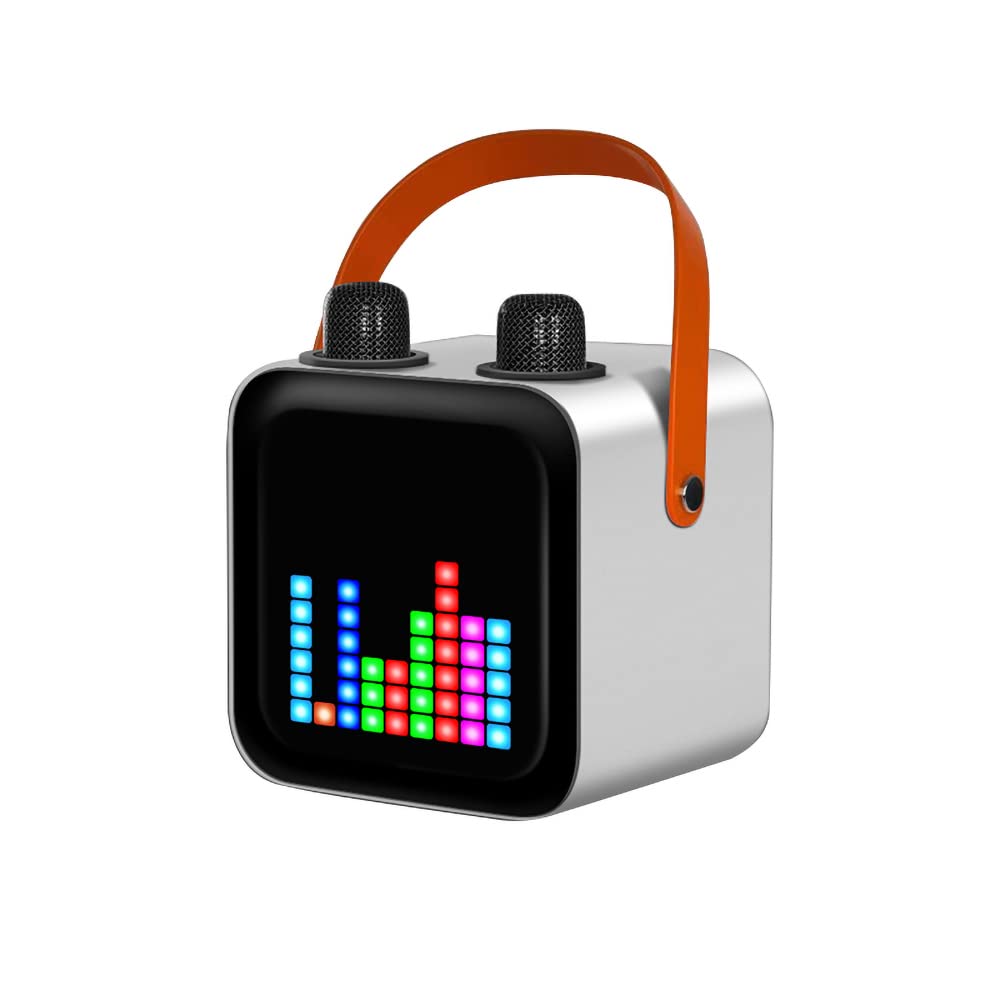 storcfe Karaoke Machine with Two Wireless Microphones, Portable Bluetooth Speaker Set for Adults and Kids, Studio Subwoofer Support TWS, Radio, AUX in, REC, Bass&Treble for Party/Meeting, White