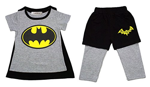 StylesILove Baby Kids Girl Batgirl Costume T-shirt with Cape and Shorts