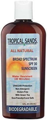 All Natural SPF 30 Sunscreen, Fragrance Free, Biodegradable, Reef Safe by Tropical Sands, Water Resistant Great for Snorkeling, 8 fl oz by Tropical Sands