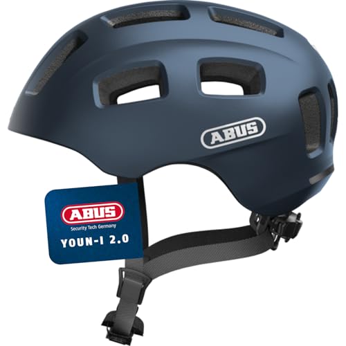 ABUS Fahrradhelm Youn-I 2.0 - mit Licht für Kinder, Jugendliche und Junge Erwachsene - Mädels Jungs - Blau, Größe S, Blau (Midnight Blue), S (48-54 cm)