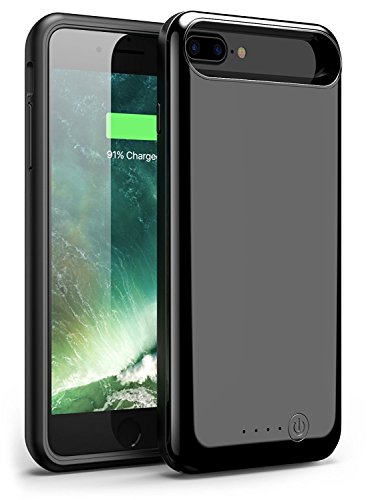 iPhone 8 Plus Battery Case, iPhone 7 Plus Battery Case, Foxin Super Capacity [8000 mAh] Extended Battery Charger Case Rechargeable Power Bank Battery Charging Case for iPhone 8 Plus 7 Plus/6 Plus