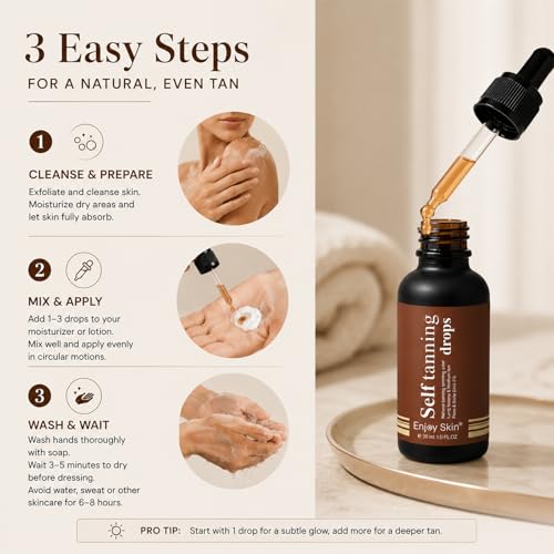 30ml Self Tanning Drops, Self Tanning Drops, Tan Shine for All Skin Types, Custom Tan, a Sunless Tanning Effect(Brown)