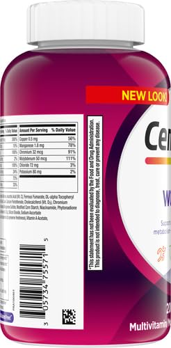 CENTRUM MULTIVITAMIN TABLET FOR WOMEN, MULTIVITAMIN/MULTIMINERAL SUPPLEMENT WITH IRON, VITAMIN D3, B VITAMINS AND ANTIOXIDANT VITAMINS C AND E, GLUTEN FREE, NON-GMO INGREDIENTS – 200 COUNT