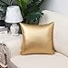 BRAWARM Faux Leather Throw Pillow Covers 18 X 18 Inches - Gold Leather Pilow Covers Pack of 2, Solid Dyed Leather Pillowcases for Couch Bed Sofa Garden Home Decorative