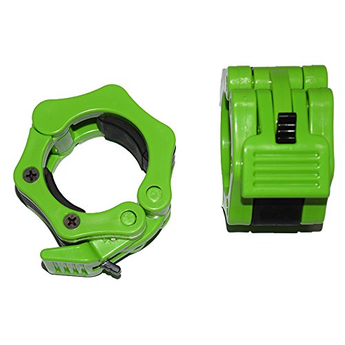 E2shop 5CM 50mm Quick Release Pair of Locking 2" Olympic Size Barbell Clamp Collar Barbell Clamp Collar Clip Weight Dumbbell Spinlock Lift a Pair (Green)