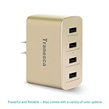 Tranesca 41W 4 port usb travel wall phone charger/adapter/plug for Apple iPhone X,iPhone 8/8 Plus,iPhone 7/iPhone 6/iPhone 5/iPad/iPod /Samsung Galaxy/Android Devices and more (Gold)
