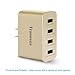 Tranesca 41W 4 port usb travel wall phone charger/adapter/plug for Apple iPhone X,iPhone 8/8 Plus,iPhone 7/iPhone 6/iPhone 5/iPad/iPod /Samsung Galaxy/Android Devices and more (Gold)