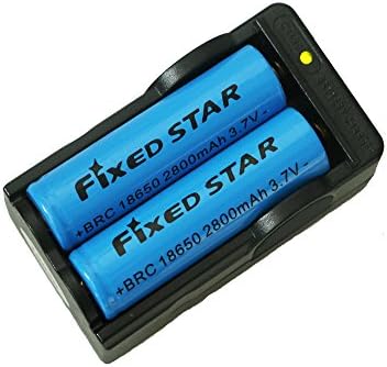 2Packs 3.7V 18650 Lithium ion Batteries 2800mAh Rechargeable Button Top Blue with One Wireless 18650 Li-ion Battery Charger