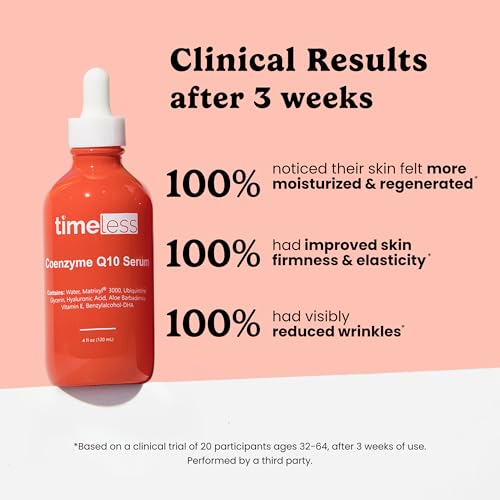 Timeless Skin Care Coenzyme Q10 Serum - Skin Care Serum for Smoothing - Fragrance-Free - Coenzyme Q10 - with Hyaluronic Acid - 4 oz