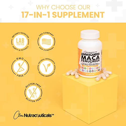 Ashwagandha 5000mg Maca Root 2000mg Fenugreek 3000mg Supplement with