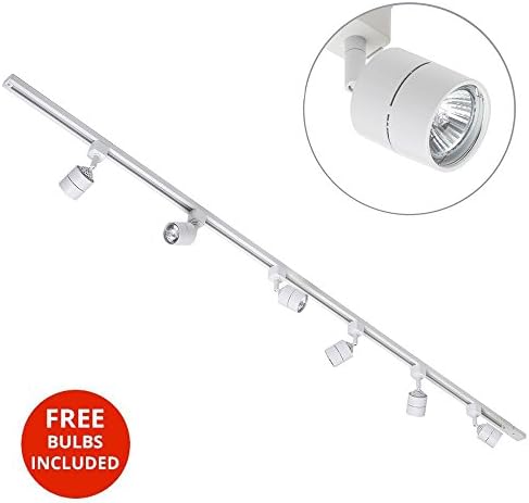 Kitchen Track Light Kit with Soho GU10 Fixture & Halogen Bulbs Litecraft (White, 2M 6 Light)