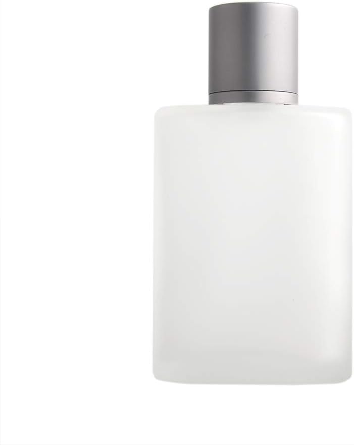 Enslz Frosted Glass Bottle Perfume 100ml 3.4 ozAtomizer Refillable Spray Empty Perfume Bottle for Men and Women (Silver Gray)